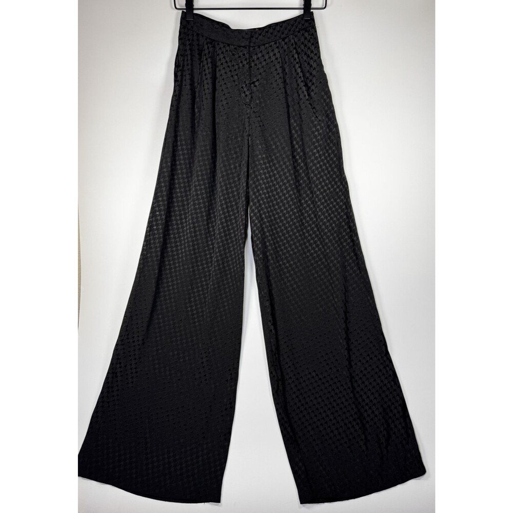ASTR Pants Womens Extra Small‎ Black Wide Leg Houndstooth Jacquard Dressy AP5636